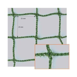 Filet Pare-Ballons, Mailles 25 mm, Ø 2,5 mm, vert, équipé d'une ralingue périphérique